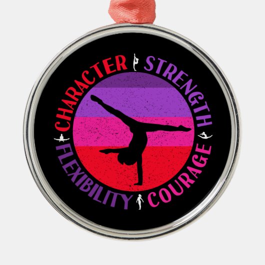 Sterke moed voor meisjes Gymnastiek Metalen Ornament (Voorkant)