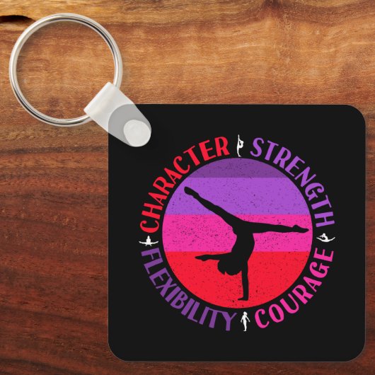Sterke moed voor meisjes Gymnastiek Sleutelhanger (Voorkant)