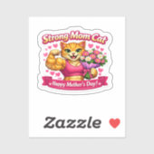 Sterke Moeder Kat Sticker – Grappig Fitness Cadeau (Vel)