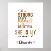 Sterke Moeder Retro Script Groovy Moederdag Poster (Voorkant)