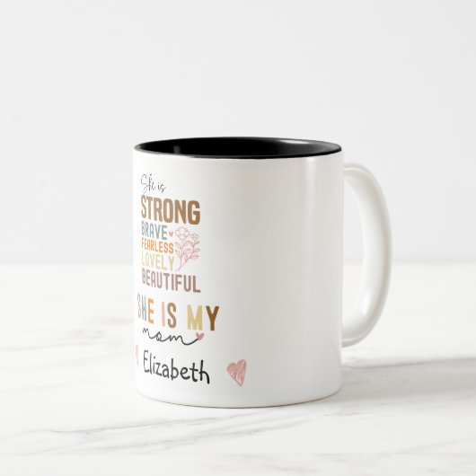 Sterke Moeder Retro Script Groovy Moederdag Tweekleurige Koffiemok (Voorkant rechts)