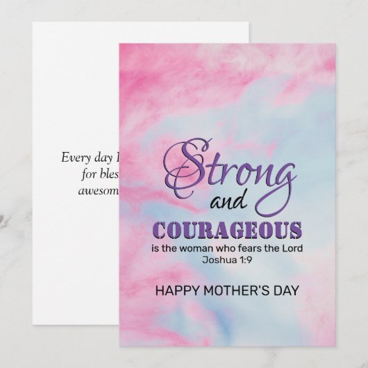 STERKE MOEDIGE christelijke Moederdag Feestdagenkaart (Voorkant / Achterkant)
