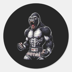 Sterke Muay Thai Gorilla - Thaise boksen en vechte Ronde Sticker