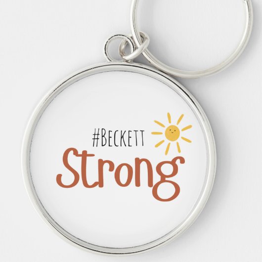 Sterke #Naam Kinderkanker Sleutelhanger Gift (Voorkant)