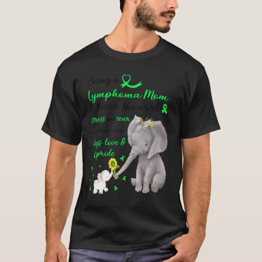Sterke olifant Lymphoma mama tweemaal de liefde T-shirt (Voorkant)