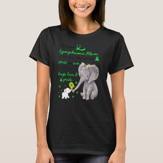 Sterke olifant Lymphoma mama tweemaal de liefde T-shirt (Voorkant)