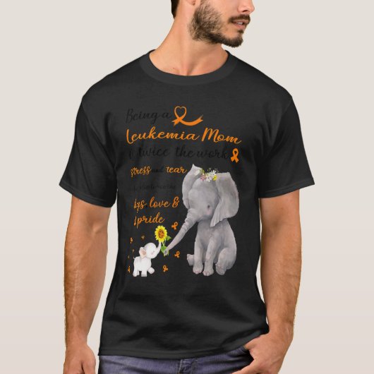 Sterke olifantenleukemie mama tweemaal de liefde t-shirt (Voorkant)