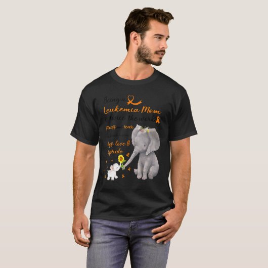 Sterke olifantenleukemie mama tweemaal de liefde t-shirt (Voorkant volledig)