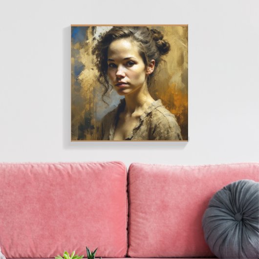 Sterke onafhankelijke jonge vrouw: boeiende schoon canvas afdruk (Insitu (Woonkamer))