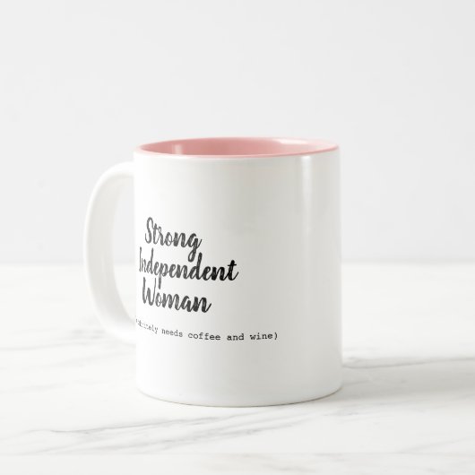 Sterke onafhankelijke Mok van dameskoffie en wijn (Voorkant links)