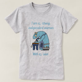 Sterke onafhankelijke vrouw met een zaag t-shirt