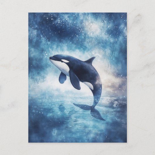 Sterke Orka Walvis Hemelse Melkweg Briefkaart (Voorkant)