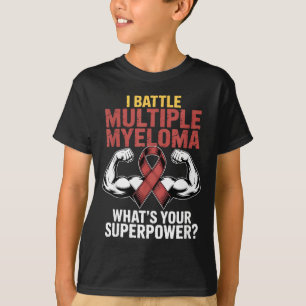 Sterke overlever van myeloomkanker vechter paars t-shirt