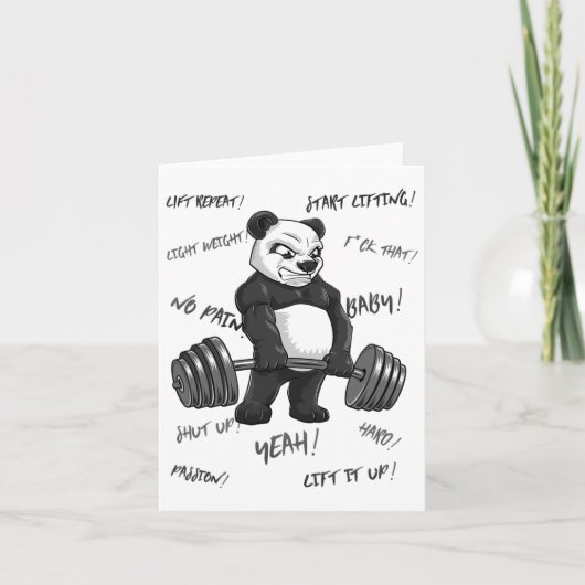Sterke Panda Deadlift Shirt Man Bodybuilder Beer P Kaart (Voorkant)