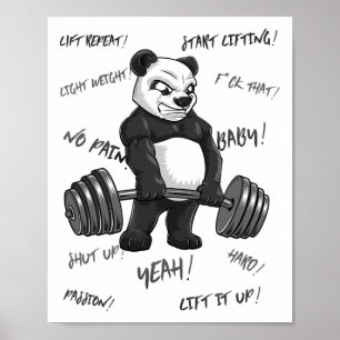 Sterke Panda Deadlift Shirt Man Bodybuilder Beer P Poster