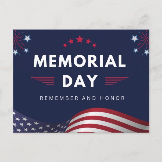 Sterke Patriottische Gedenkdag met Vuurwerk Briefkaart (Voorkant)