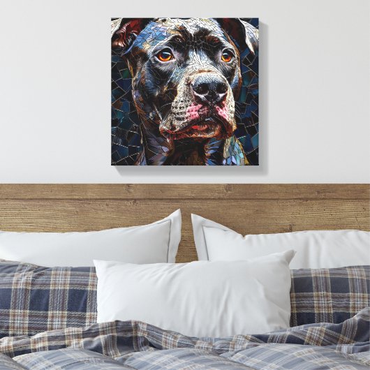 Sterke Pitbull hond Canvas Afdruk (Insitu (Slaapkamer))