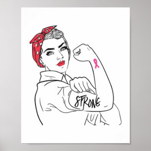 Sterke Rosie De Riveter Breast Kanker Bewustheid Poster