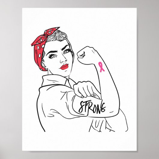 Sterke Rosie De Riveter Breast Kanker Bewustheid Poster (Voorkant)