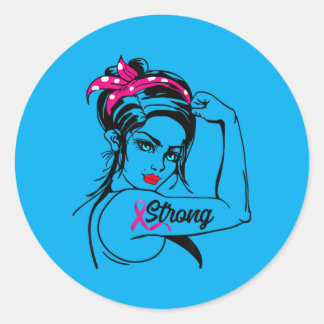 Sterke Rosie The Riveter Borstkanker Bewustzijn Ronde Sticker