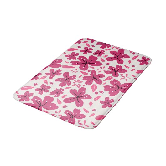 Sterke roze Florals Badmat (Gekanteld)