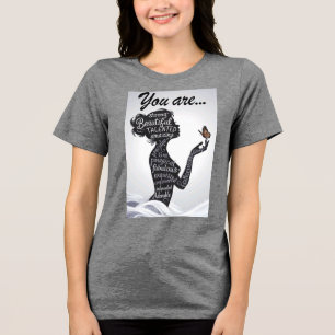 Sterke Schone Vrouw Silhouet Typografie Tri-Blend Shirt