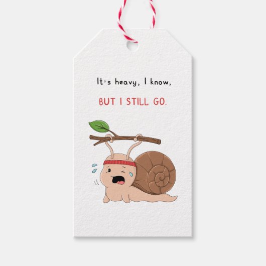 Sterke Slak met Zware Last Sticker Cadeaulabel (Voorkant)