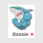 sterke spierhaai sticker (Vel)