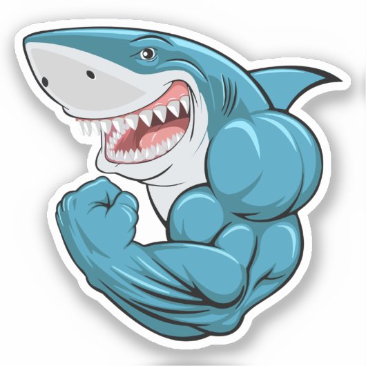 sterke spierhaai sticker (Voorkant)