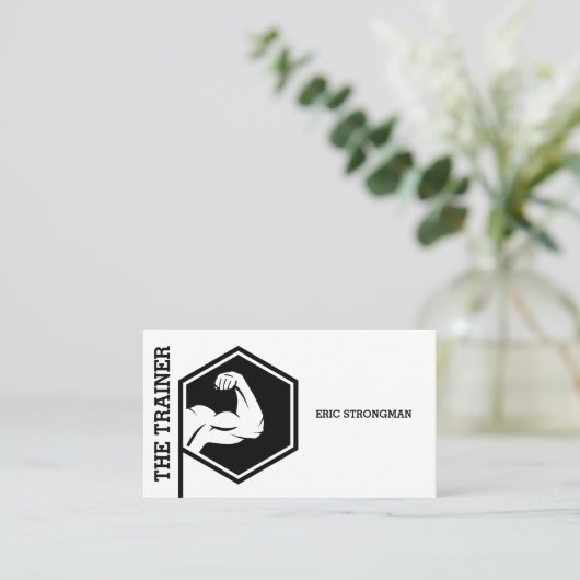 Sterke, stijlvolle fitnessinspiratie wit visitekaartje (Staand voorkant)