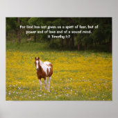 Sterke Sweet Horse and Scripting 2 Timothy 1:7 Poster (Voorkant)