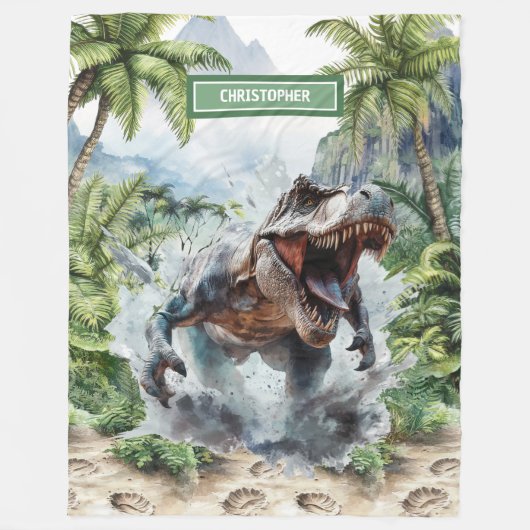 Sterke T-Rex Deken Aangepaste Naam Gepersonaliseer (Voorkant)