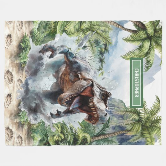 Sterke T-Rex Deken Aangepaste Naam Gepersonaliseer (Voorkant (Horizontaal))