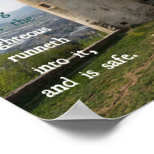 Sterke Toren Spreuken 18 KJV Bijbel Verse Wall Art Poster (Hoek)