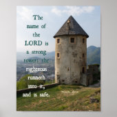 Sterke Toren Spreuken 18 KJV Bijbel Verse Wall Art Poster (Voorkant)