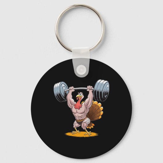 Sterke Turkije Bodybuilding Thanksgiving Weightlif Sleutelhanger (Voorkant)