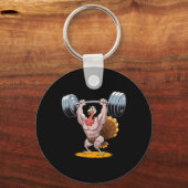 Sterke Turkije Bodybuilding Thanksgiving Weightlif Sleutelhanger (Voorkant)