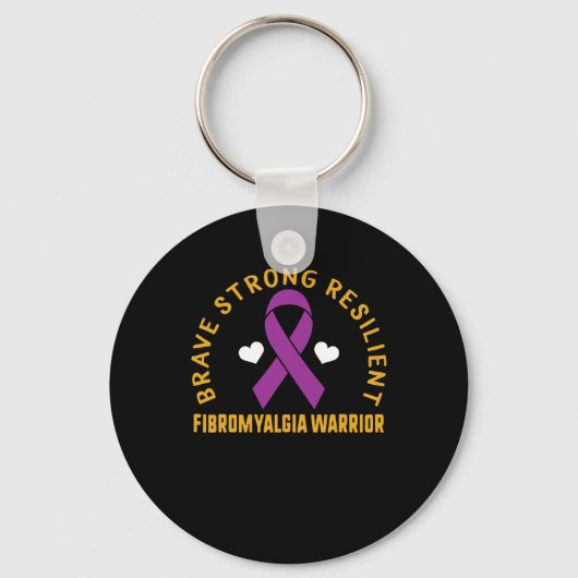 Sterke veerkrachtige fibromyalgie Warrior Awarenes Sleutelhanger (Voorkant)
