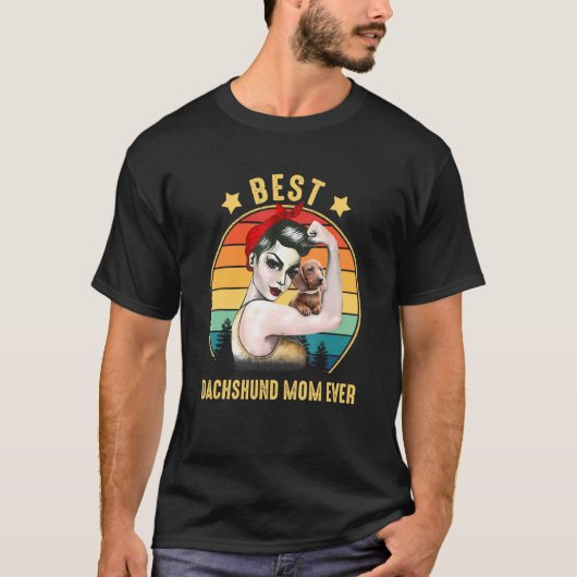 Sterke vrouw Beste Teckel Mama Ooit Gelukkige Moed T-shirt (Voorkant)