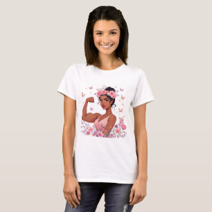 Sterke Vrouw Bloemen Kroon Vlinder T-shirt Empower