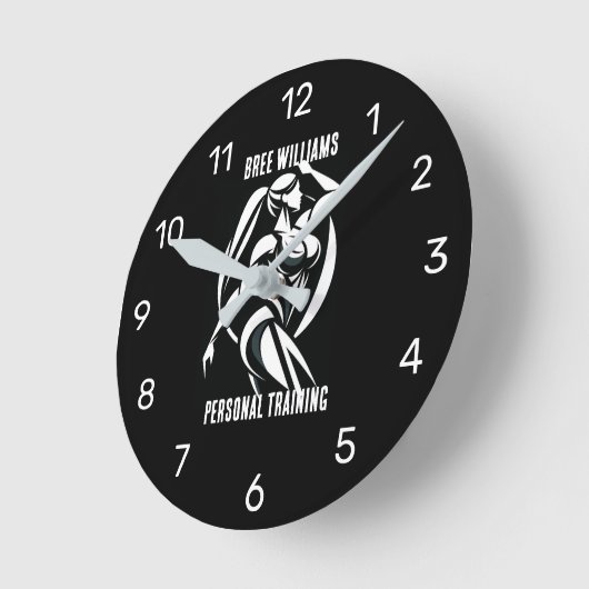 Sterke vrouw fitness persoonlijke training minimal ronde klok (Hoek)