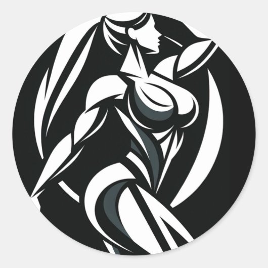 Sterke vrouw fitness persoonlijke training minimal ronde sticker (Voorkant)