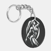 Sterke vrouw fitness persoonlijke training minimal sleutelhanger (Voorkant Links)