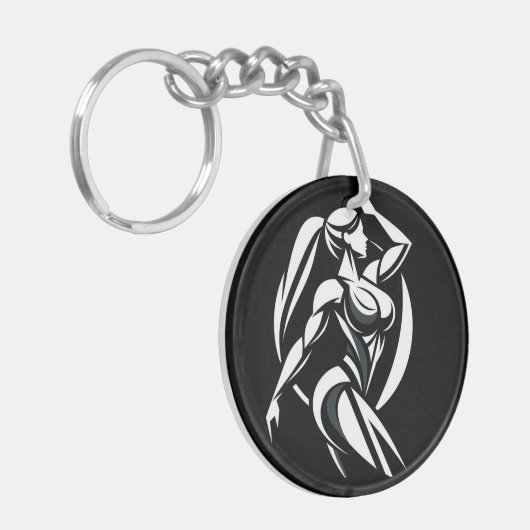 Sterke vrouw fitness persoonlijke training minimal sleutelhanger (Voorkant Links)