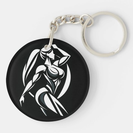 Sterke vrouw fitness persoonlijke training minimal sleutelhanger (Achterkant)