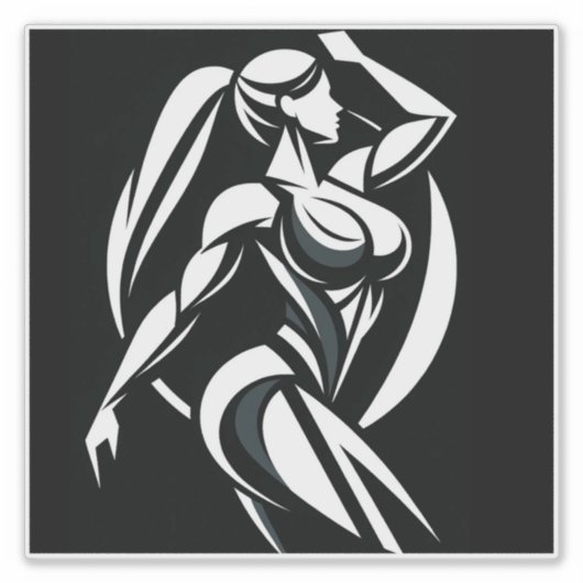 Sterke vrouw fitness persoonlijke training minimal sticker (Voorkant)