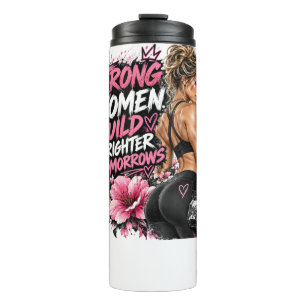 Sterke vrouw met halters – Vrouwelijk bodybuilding Thermosbeker