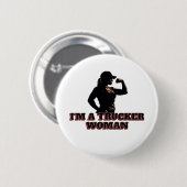 Sterke Vrouw Trucker Vrouw Power Road Pride Ronde Button 5,7 Cm (Voorkant /achterkant)
