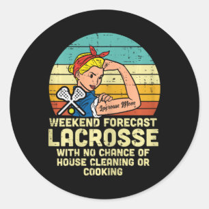 Sterke vrouw Weekend Voorspelling Lacrosse Mom Lax Ronde Sticker