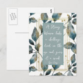 Sterke vrouwelijke positieve boodschap Gold Green Briefkaart (Voorkant / Achterkant)